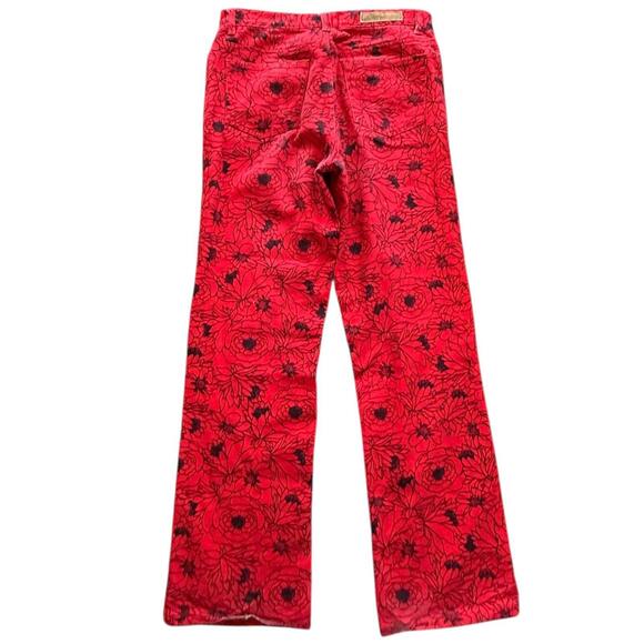 Bill Blass Red Floral Print Jeans Women’s Size 6 Perfect Fit - Picture 2 of 9